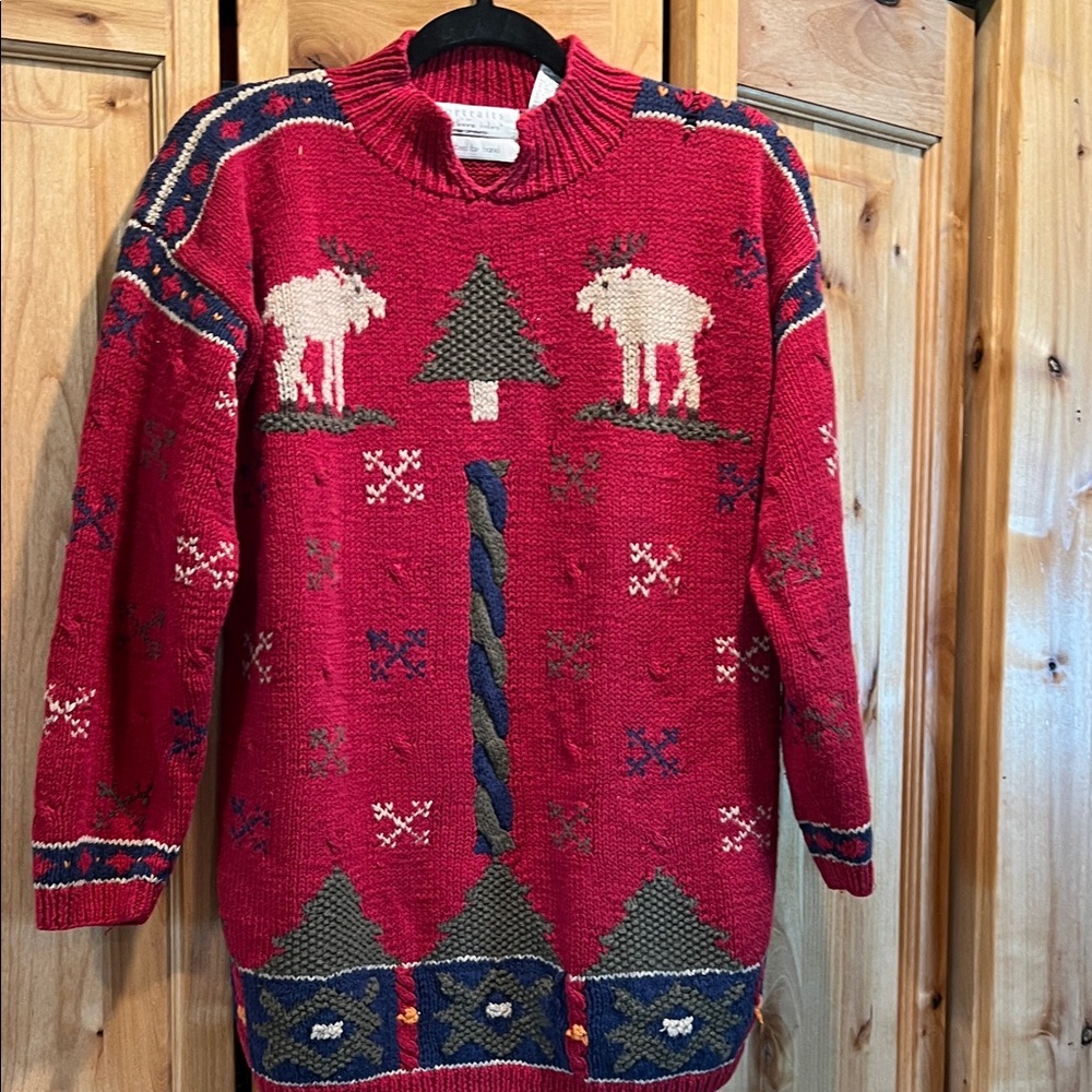 Vintage Red Knit Sweater Northern Isles SZ Med - Picture 5 of 7